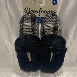 Dearfoams Hannah Festive Knit Womens Memory Foam Clog Slippers